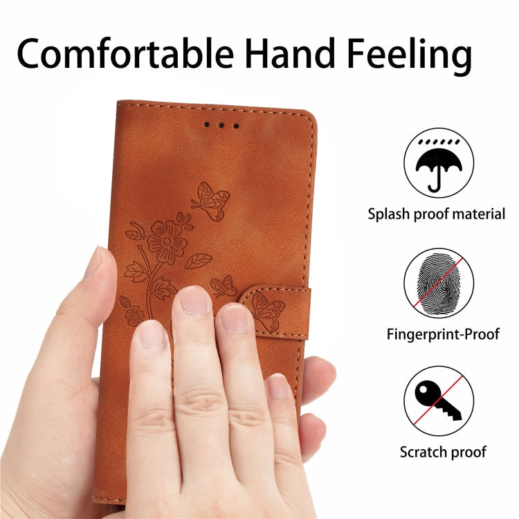For iPhone 15 Pro Flower Butterfly Embossing Pattern Leather Phone Case(Brown) - HoMEdemic™ 