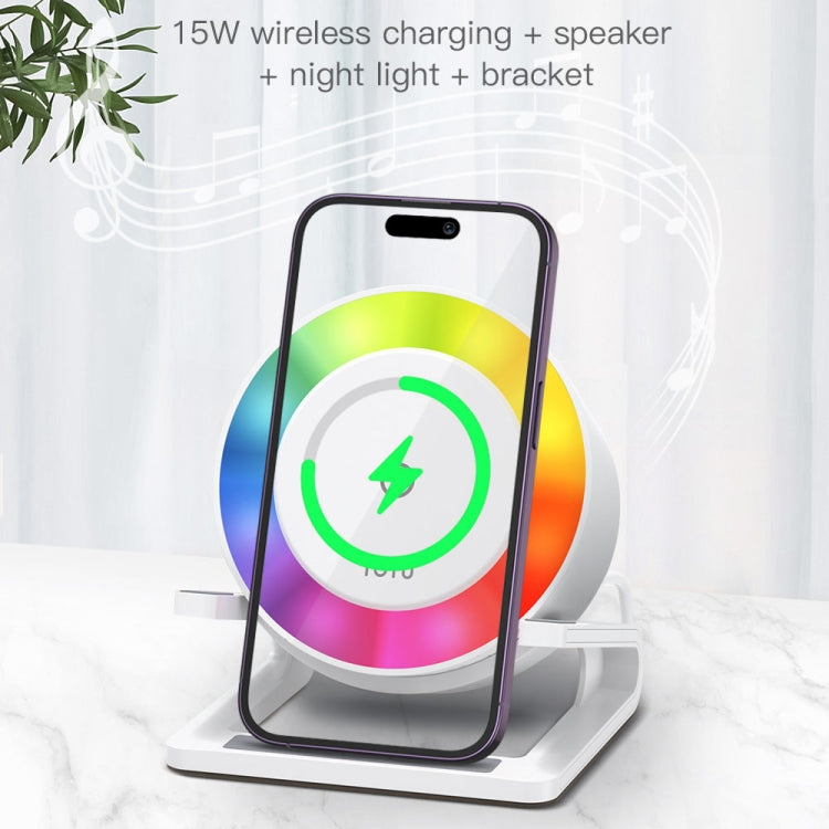 TOTU M6064Q 4 in 1 Multifunctional Wireless Charging Bluetooth Speaker(White) - HoMEdemic™ 