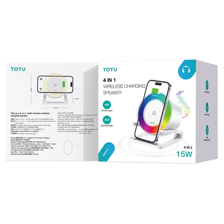 TOTU M6064Q 4 in 1 Multifunctional Wireless Charging Bluetooth Speaker(White) - HoMEdemic™ 