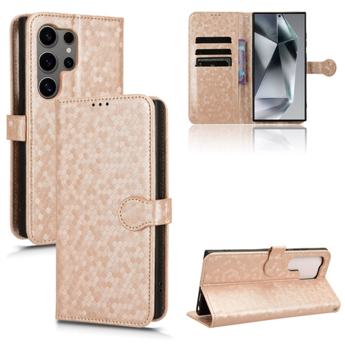 For Samsung Galaxy S24 Ultra 5G Honeycomb Dot Texture Leather Phone Case(Gold) - HoMEdemic™ 