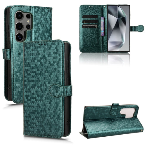 For Samsung Galaxy S24 Ultra 5G Honeycomb Dot Texture Leather Phone Case(Green) - HoMEdemic™ 