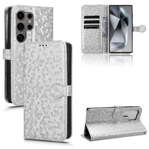 For Samsung Galaxy S24 Ultra 5G Honeycomb Dot Texture Leather Phone Case(Silver) - HoMEdemic™ 