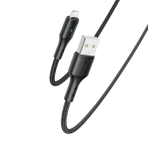 YESIDO CA97 2.4A USB to 8 Pin Braided Charging Data Cable with Indicator Light, Length:1.2m(Black) - HoMEdemic™ 