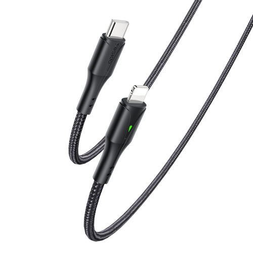 YESIDO CA99 20W USB-C / Type-C to 8 Pin Braided Charging Data Cable with Indicator Light, Length:1.2m(Black) - HoMEdemic™ 