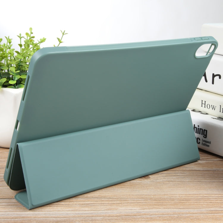 For iPad 10.9 2022 / Air 5 / Air 4 GEBEI 3-folding Holder Shockproof Flip Leather Tablet Case(Dark Green) - HoMEdemic™ 