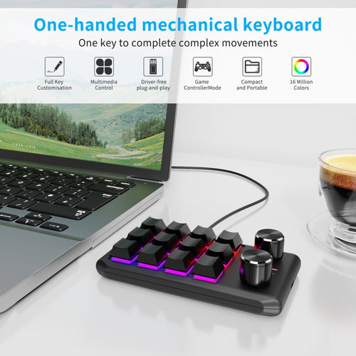 USB Wired 12KV2 MOLD Mini Mechanical 12 Keys 2 Knob Custom Programming Keyboard(Black) - HoMEdemic™ 