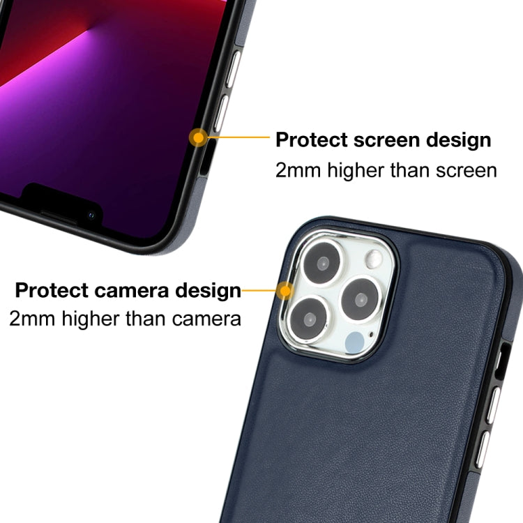 For iPhone 15 Pro Leather Texture Full Coverage Phone Case(Blue) - HoMEdemic™ 