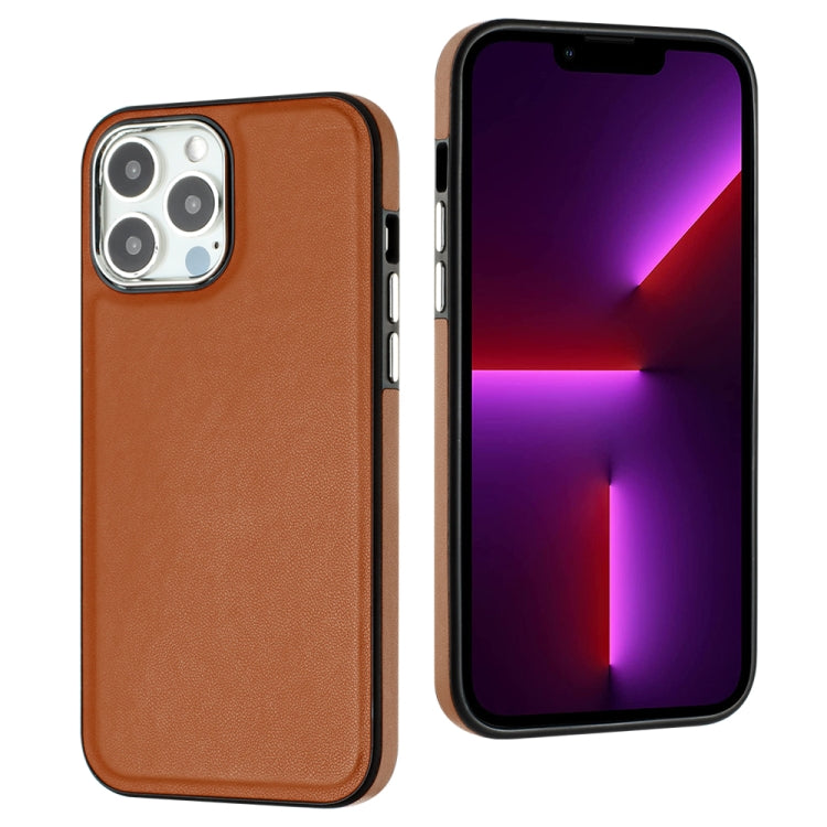 For iPhone 15 Pro Leather Texture Full Coverage Phone Case(Brown) - HoMEdemic™ 