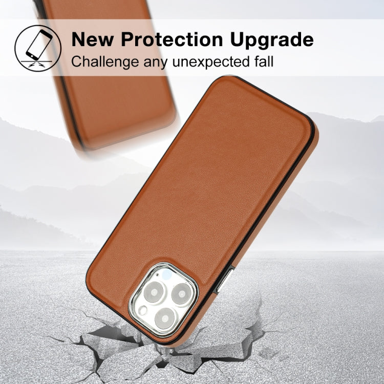 For iPhone 15 Pro Leather Texture Full Coverage Phone Case(Brown) - HoMEdemic™ 