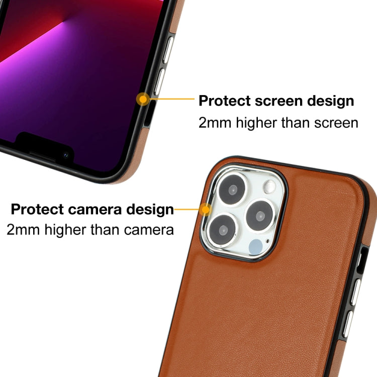 For iPhone 15 Pro Leather Texture Full Coverage Phone Case(Brown) - HoMEdemic™ 
