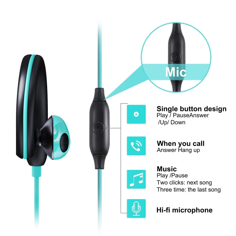 Mucro R12 Wired Stereo Over-Ear Sports Earphone, Length: 1.2m(Blue) - HoMEdemic™ 