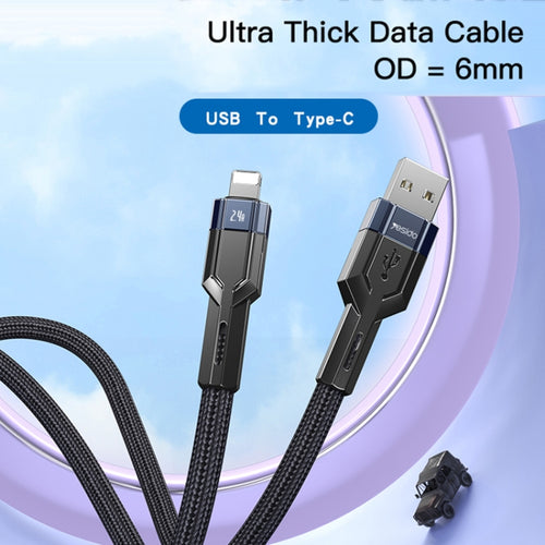 YESIDO CA106 1.2m 2.4A USB to 8 Pin OD0.6 Charging Data Cable(Black) - HoMEdemic™ 