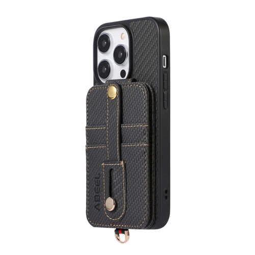 For iPhone 15 Pro Max ABEEL Carbon Fiber RFID Card Holder Phone Case(Black) - HoMEdemic™ 