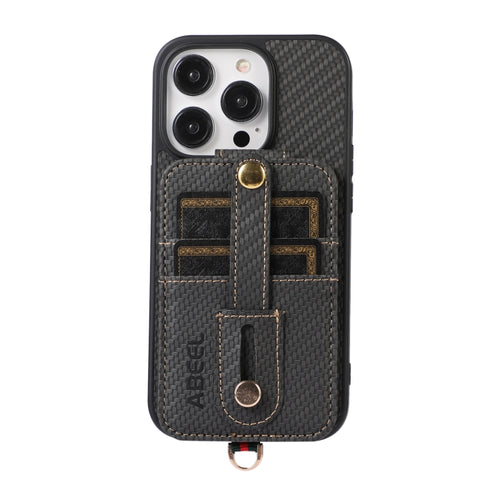 For iPhone 15 Pro Max ABEEL Carbon Fiber RFID Card Holder Phone Case(Black) - HoMEdemic™ 