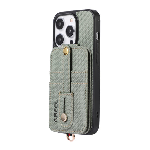 For iPhone 15 Pro Max ABEEL Carbon Fiber RFID Card Holder Phone Case(Green) - HoMEdemic™ 