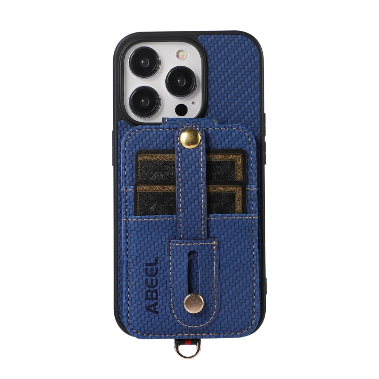 For iPhone 15 Pro ABEEL Carbon Fiber RFID Card Holder Phone Case(Blue) - HoMEdemic™ 