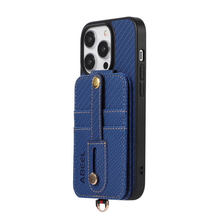 For iPhone 15 Pro ABEEL Carbon Fiber RFID Card Holder Phone Case(Blue) - HoMEdemic™ 