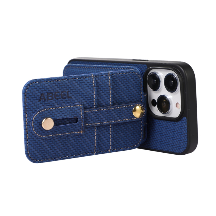 For iPhone 15 Pro ABEEL Carbon Fiber RFID Card Holder Phone Case(Blue) - HoMEdemic™ 