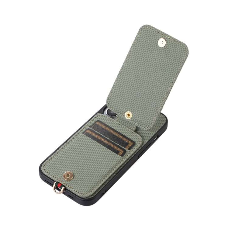 For iPhone 15 Pro ABEEL Carbon Fiber RFID Card Holder Phone Case(Green) - HoMEdemic™ 