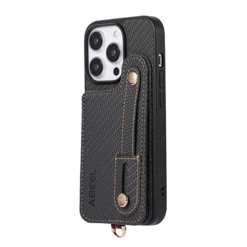 For iPhone 15 Pro Max ABEEL Carbon Fiber RFID Card Holder Phone Case(Black) - HoMEdemic™ 