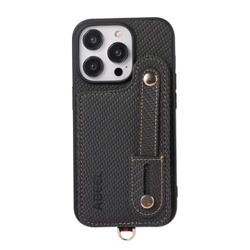 For iPhone 15 Pro Max ABEEL Carbon Fiber RFID Card Holder Phone Case(Black) - HoMEdemic™ 