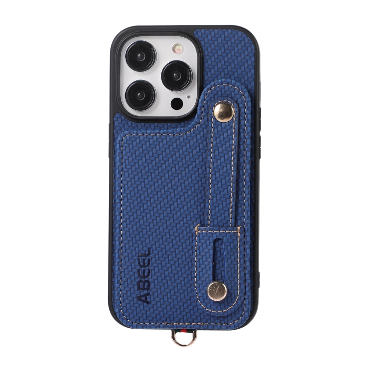 For iPhone 15 Pro ABEEL Carbon Fiber RFID Card Holder Phone Case(Blue) - HoMEdemic™ 