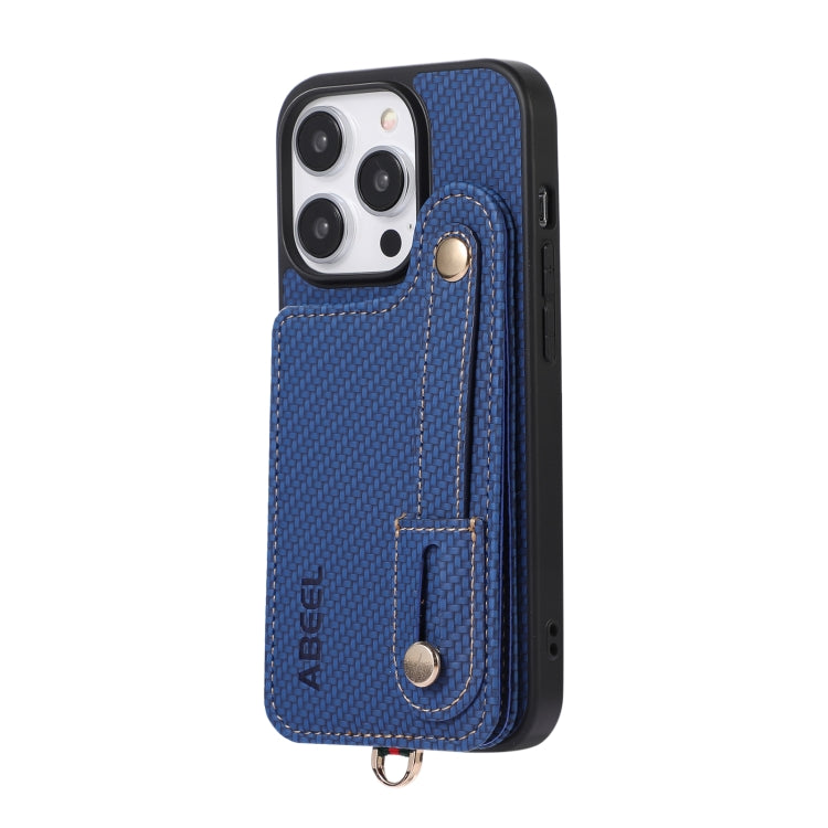 For iPhone 15 Pro ABEEL Carbon Fiber RFID Card Holder Phone Case(Blue) - HoMEdemic™ 