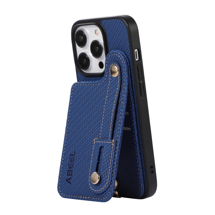 For iPhone 15 Pro ABEEL Carbon Fiber RFID Card Holder Phone Case(Blue) - HoMEdemic™ 
