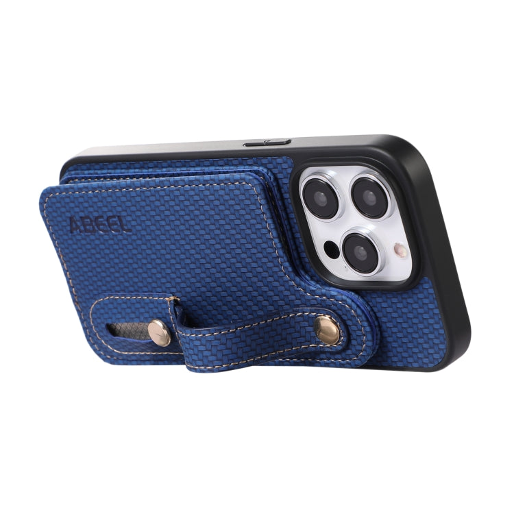 For iPhone 15 Pro ABEEL Carbon Fiber RFID Card Holder Phone Case(Blue) - HoMEdemic™ 
