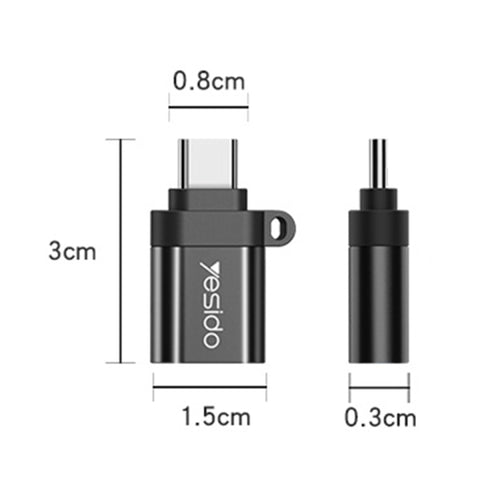 Yesido GS06 Type-C to USB 3.0 OTG Mini Connector Adapter with Keychain(Black) - HoMEdemic™ 