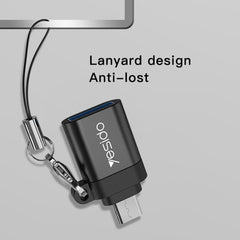 Yesido GS07 Micro USB to USB 2.0 OTG Mini Connector Adapter with Keychain(Black) - HoMEdemic™ 