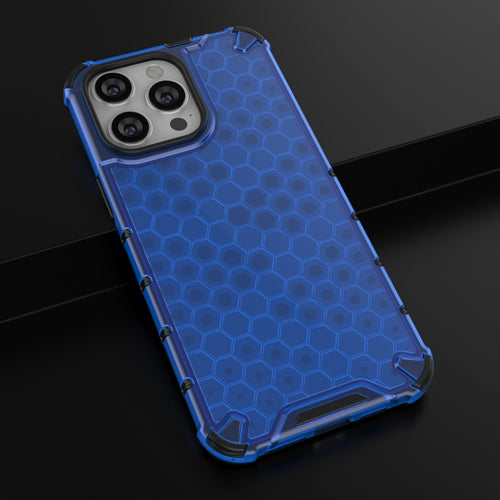 For iPhone 15 Pro Max Lanyard Honeycomb Phone Case(Blue) - HoMEdemic™ 