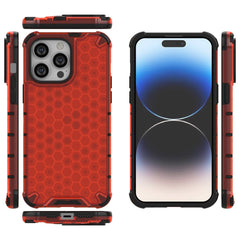 For iPhone 15 Pro Max Lanyard Honeycomb Phone Case(Red) - HoMEdemic™ 