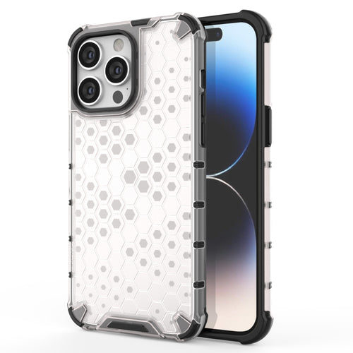 For iPhone 15 Pro Max Honeycomb Phone Case(White) - HoMEdemic™ 