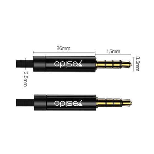 Yesido YAU15 3.5mm Male to 3.5mm Male Audio Cable, Length:2m(Black) - HoMEdemic™ 