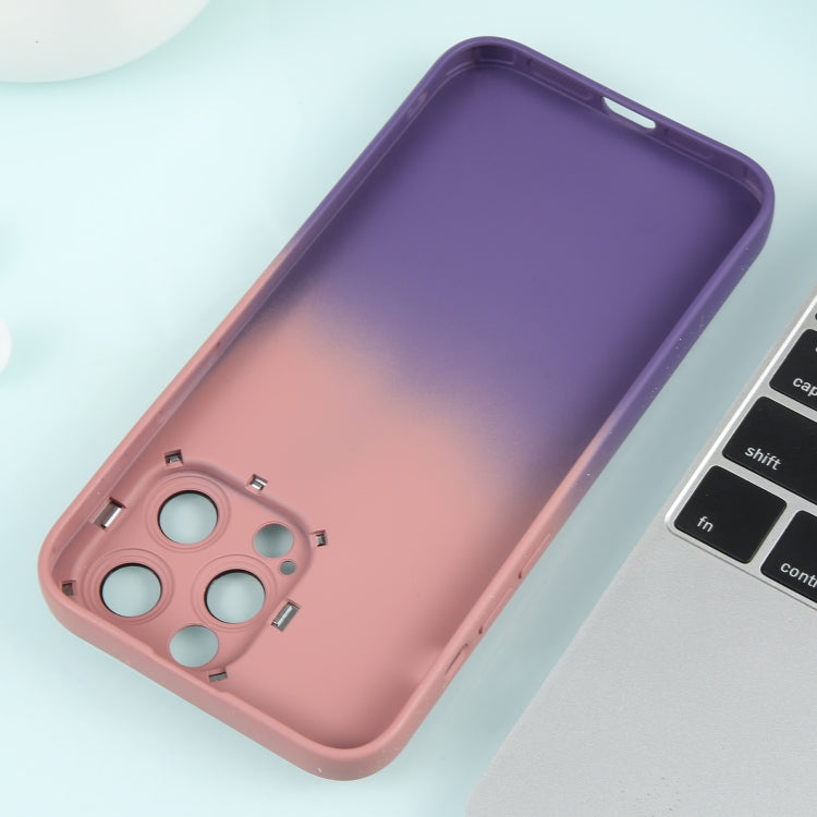 For iPhone 15 Pro Max Gradient Starry Silicone Phone Case with Lens Film(Pink Purple) - HoMEdemic™ 