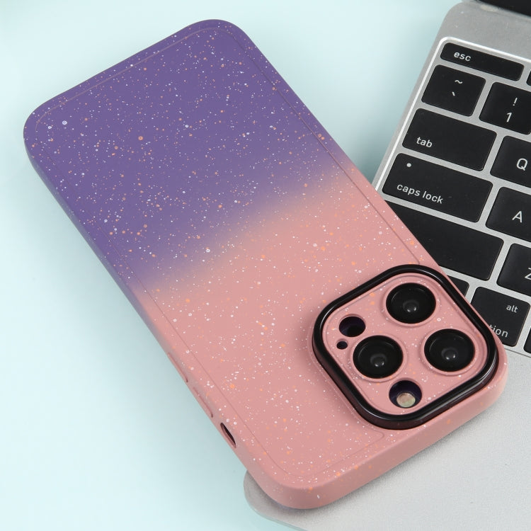 For iPhone 15 Pro Max Gradient Starry Silicone Phone Case with Lens Film(Pink Purple) - HoMEdemic™ 