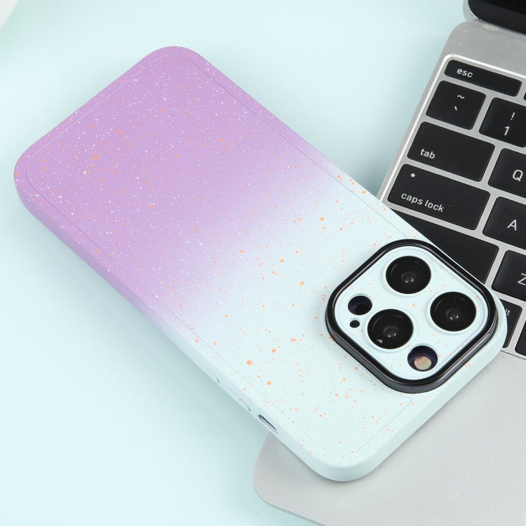 For iPhone 15 Pro Max Gradient Starry Silicone Phone Case with Lens Film(White Purple) - HoMEdemic™ 