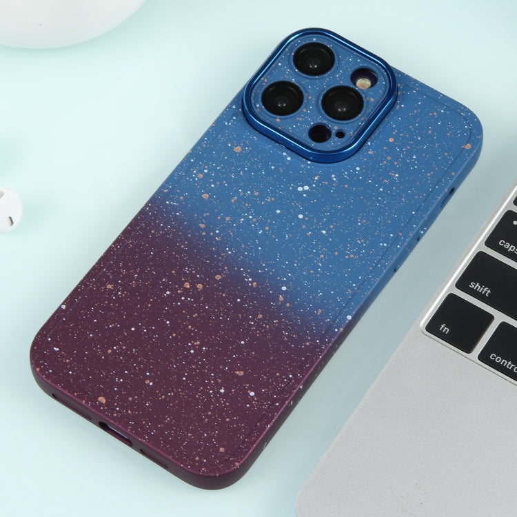 For iPhone 15 Pro Max Gradient Starry Silicone Phone Case with Lens Film(Blue Red) - HoMEdemic™ 