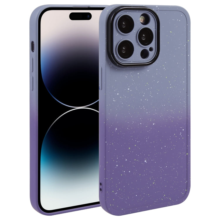 For iPhone 15 Pro Gradient Starry Silicone Phone Case with Lens Film(Grey Purple) - HoMEdemic™ 