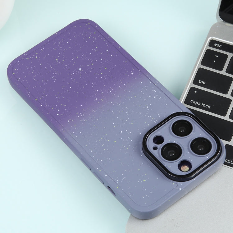 For iPhone 15 Pro Gradient Starry Silicone Phone Case with Lens Film(Grey Purple) - HoMEdemic™ 