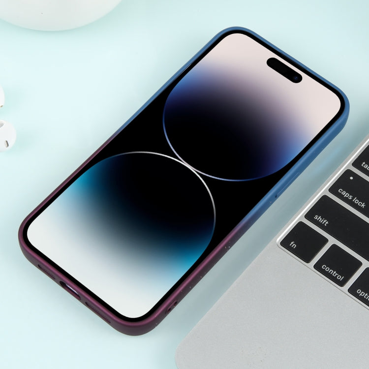 For iPhone 15 Pro Gradient Starry Silicone Phone Case with Lens Film(Blue Red) - HoMEdemic™ 