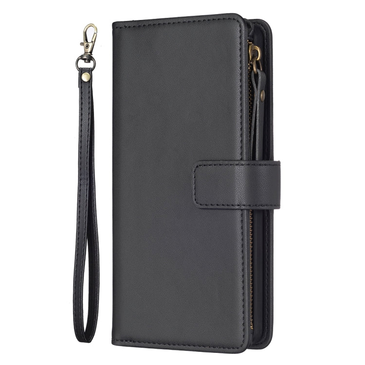 For iPhone 15 Pro 9 Card Slots Zipper Wallet Leather Flip Phone Case(Black) - HoMEdemic™ 