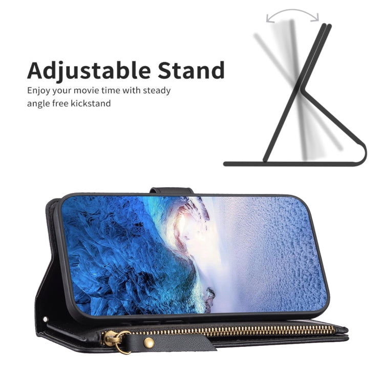 For iPhone 15 Pro 9 Card Slots Zipper Wallet Leather Flip Phone Case(Black) - HoMEdemic™ 