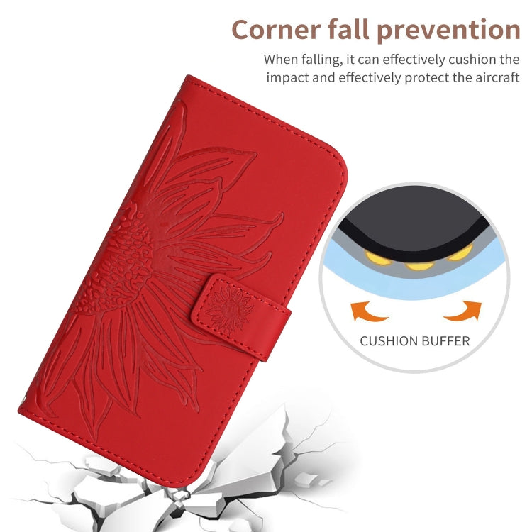 Skin Feel Sun Flower Embossed Flip Leather Phone Case with Lanyard, For iPhone 15 Pro, For iPhone 15 Plus - HoMEdemic™ 