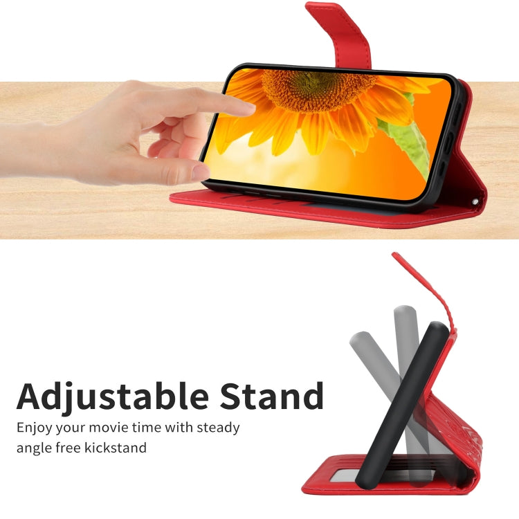Skin Feel Sun Flower Embossed Flip Leather Phone Case with Lanyard, For iPhone 15 Pro, For iPhone 15 Plus - HoMEdemic™ 