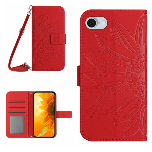 Skin Feel Sun Flower Embossed Flip Leather Phone Case with Lanyard - HoMEdemic™ 