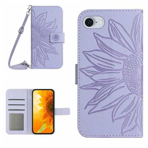 Skin Feel Sun Flower Embossed Flip Leather Phone Case with Lanyard - HoMEdemic™ 