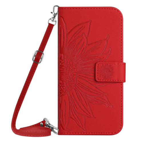 Skin Feel Sun Flower Embossed Flip Leather Phone Case with Lanyard, For iPhone 16 Pro, For iPhone 16 Plus - HoMEdemic™ 