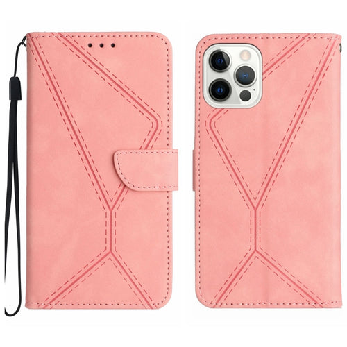 For iPhone 15 Pro Max Stitching Embossed Leather Phone Case(Pink) - HoMEdemic™ 